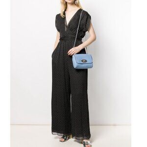 NWT Diane von Furstenberg DVF Silk Jumpsuit– Black Wrap Wide-Leg One Piece